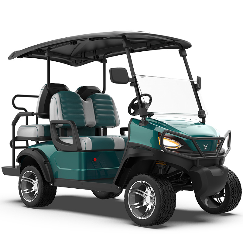 GGL 2+2 Seater Green Electric Lifted Golf Cart