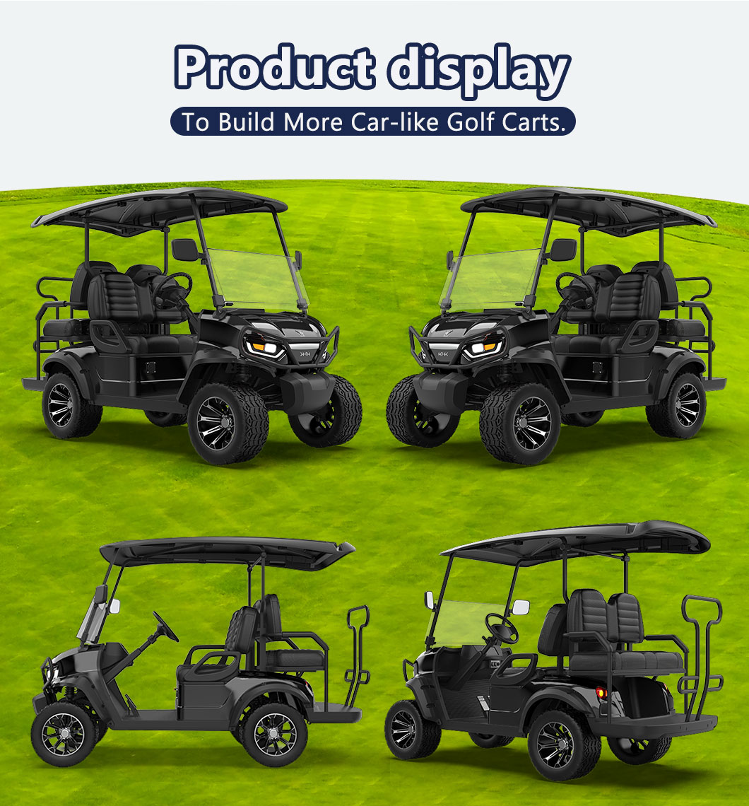 GQL 2+2 Seater Black Lifted Golf Cart