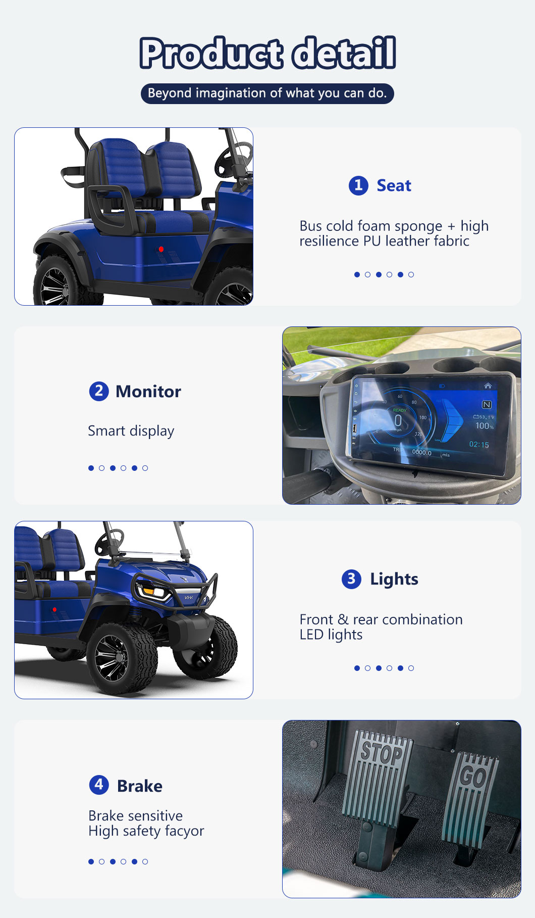 GQL 2+2 Seater Blue Lifted Golf Cart