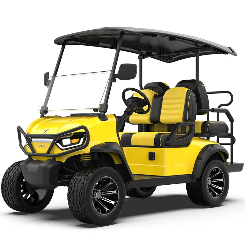 GQL 2+2 Seater Yellow Lifted Golf Cart