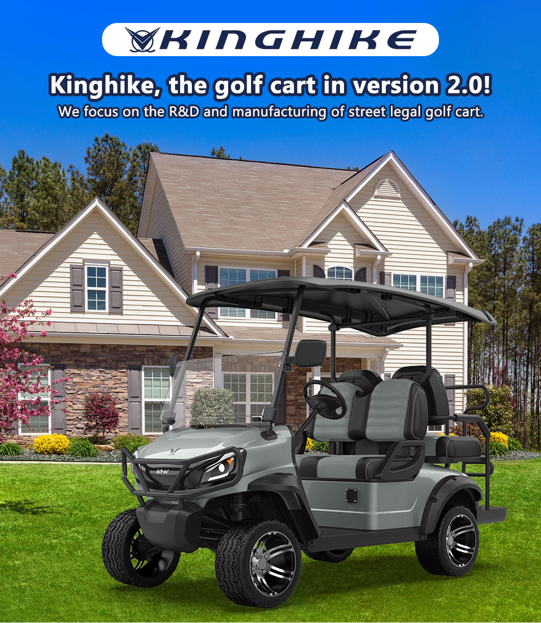 GKL 2+2 Seater Gray Lifted Golf Cart